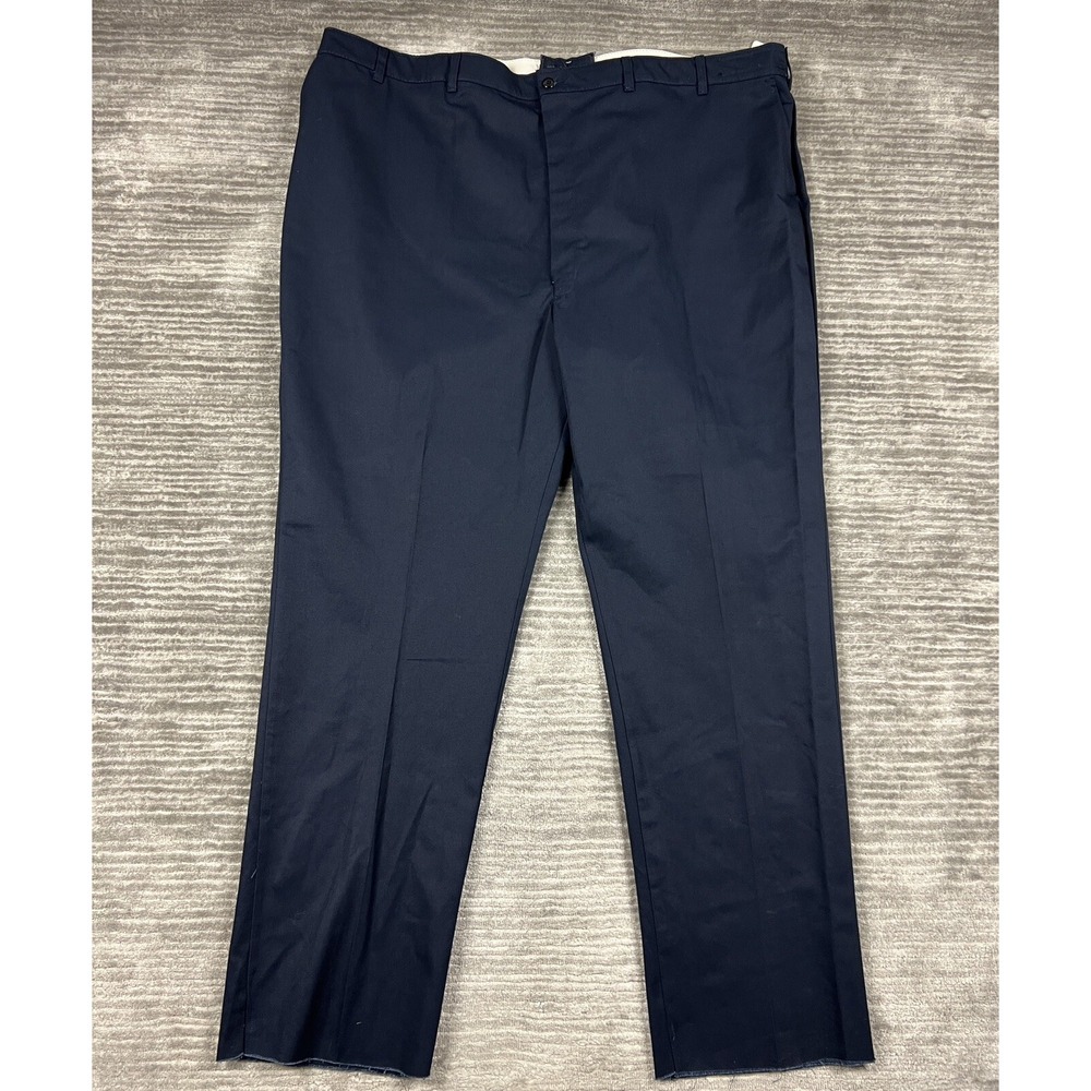 Red Kap Work Pants Mens 54 Navy Blue PT20NV Straight Leg Unfinished Hem Twill